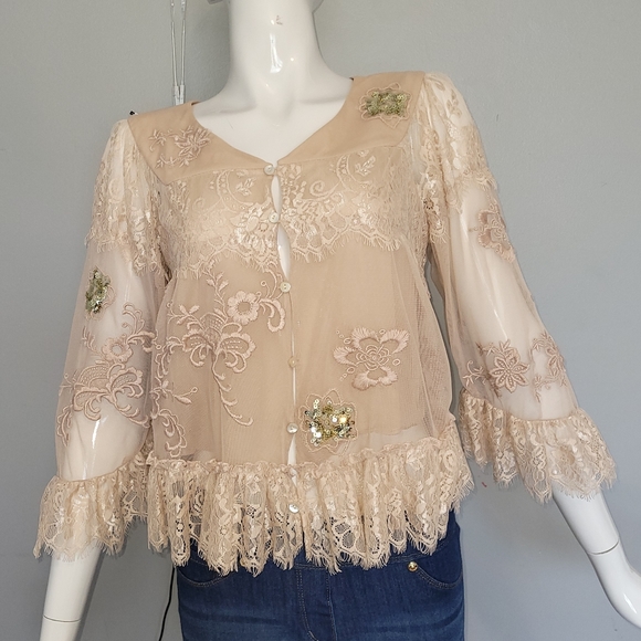 Odd Molly Anthropologie Lace Mesh Cardigan, VGUC, Size S - Picture 1 of 8